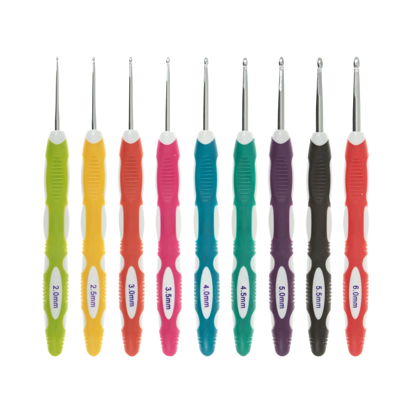Milward Crochet Hook Set: Soft Grip: 16.5cm x 2.00 - 6.00mm: Pack of 9