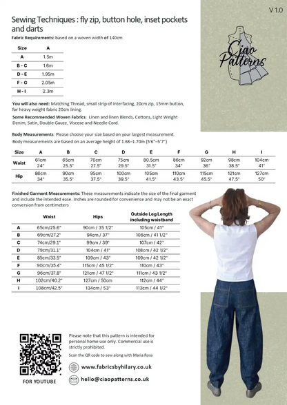 Fabrics by Hilary - Ciao Paola Pattern