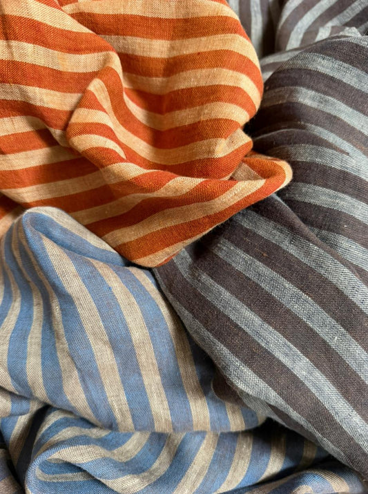 Fabrics by Hilary OSTUNI stripped linen