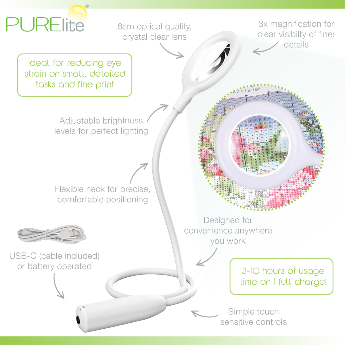 Purelite Magnifying Light: Ultra-Bright: Multi-Position: Cobra